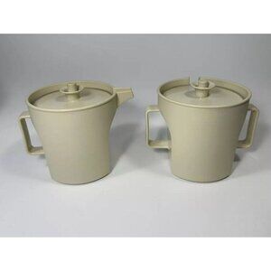 1970's Tupperware Cream & Sugar Set - Almond / Off-White - Press n' Seal Lids F1
